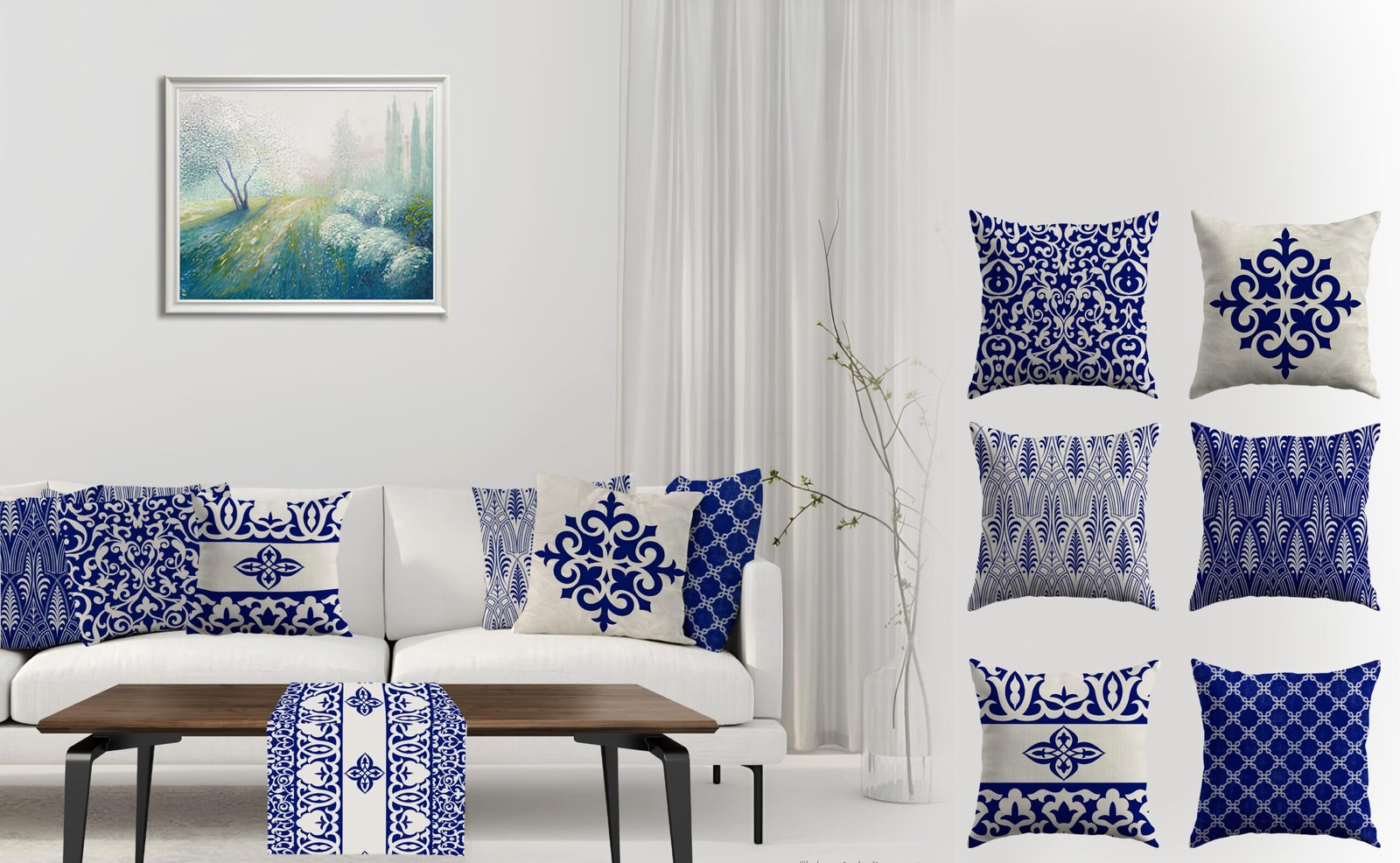 ستائر، كوشن، مفرش سفرة، ديكور منزل