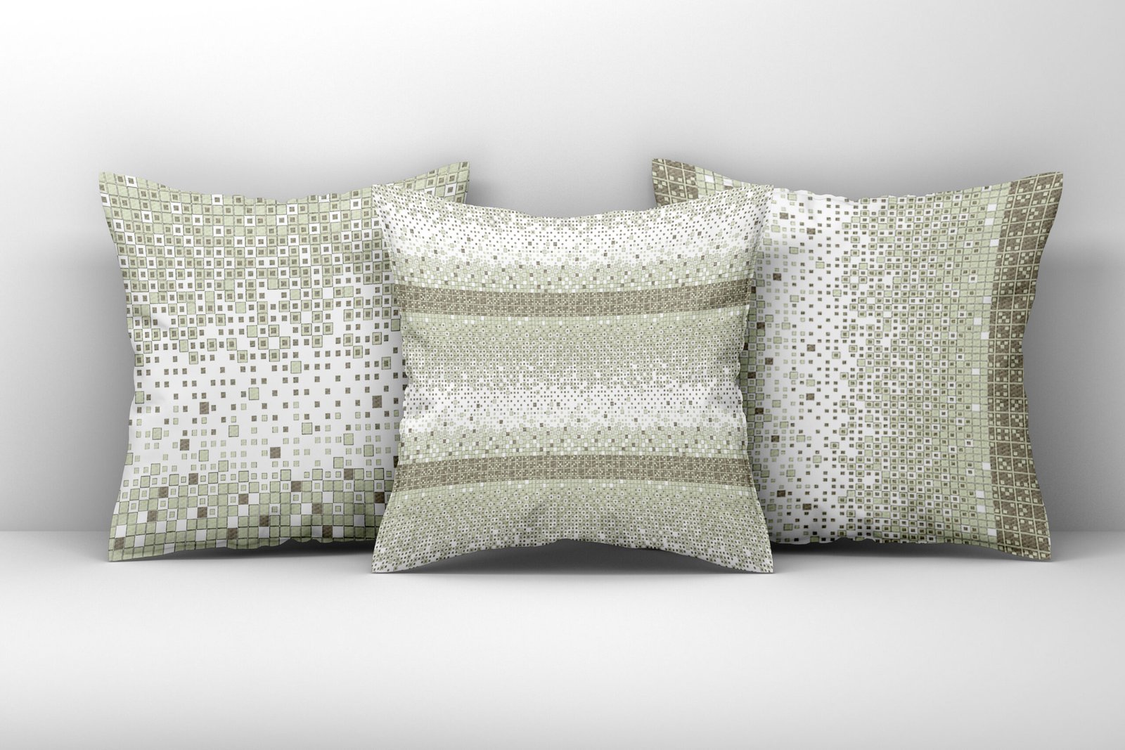 Mockup of three large white pillows