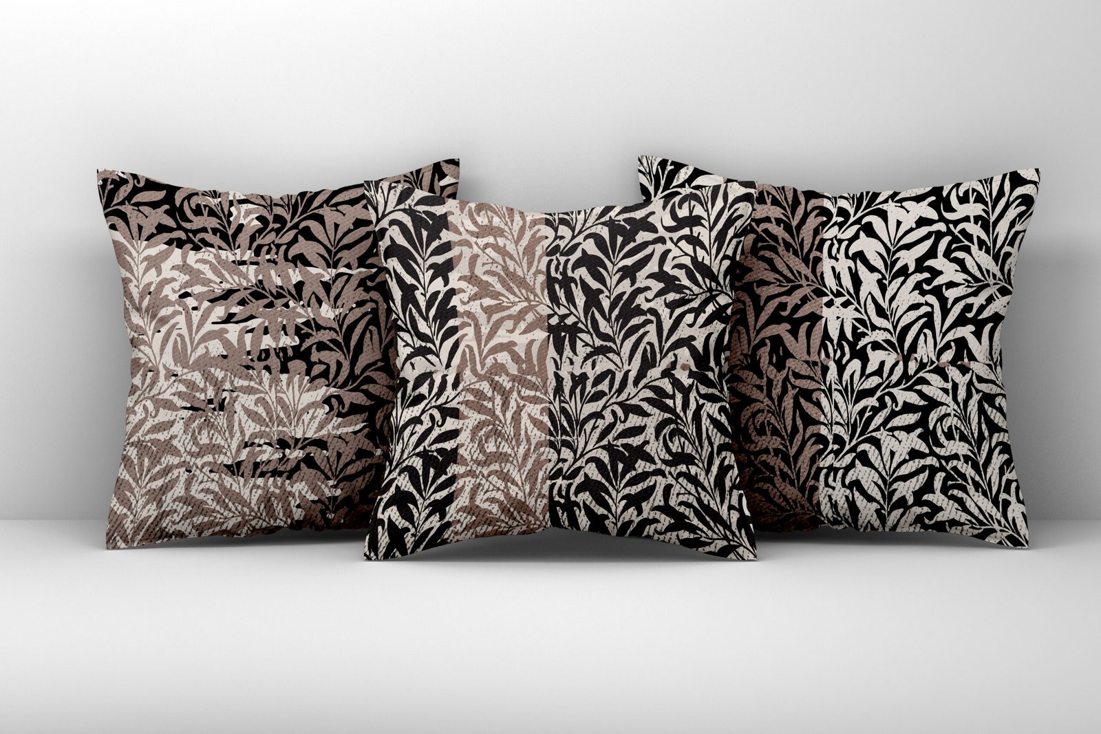 Mockup of three large white pillows